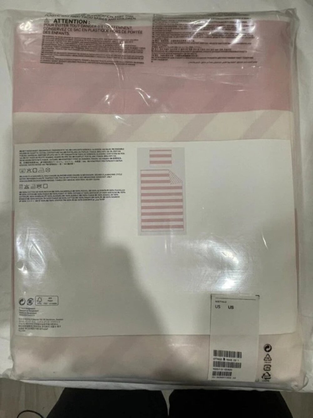 H&M Home Twin Pink Striped Cotton Duvet Cover Set NWT - Picture 5 of 5